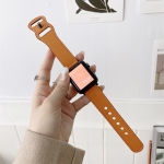 8-shape Buckle Retro Leather Replacement Strap Watchband For Apple Watch Series 6 & SE & 5 & 4 44mm / 3 & 2 & 1 42mm(Yellow)