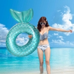 Adult Thickened Backrest Swimming Ring Mermaid Swim Ring(Blue)