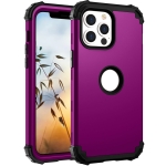 3 in 1 Shockproof PC + Silicone Protective Case For iPhone 13 mini(Dark Purple + Black)