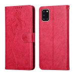 For Samsung Galaxy A31 Beauty Girl Embossing Pattern Horizontal Flip Leather Case with Holder & Card Slot & Wallet & Photo Frame(Red)